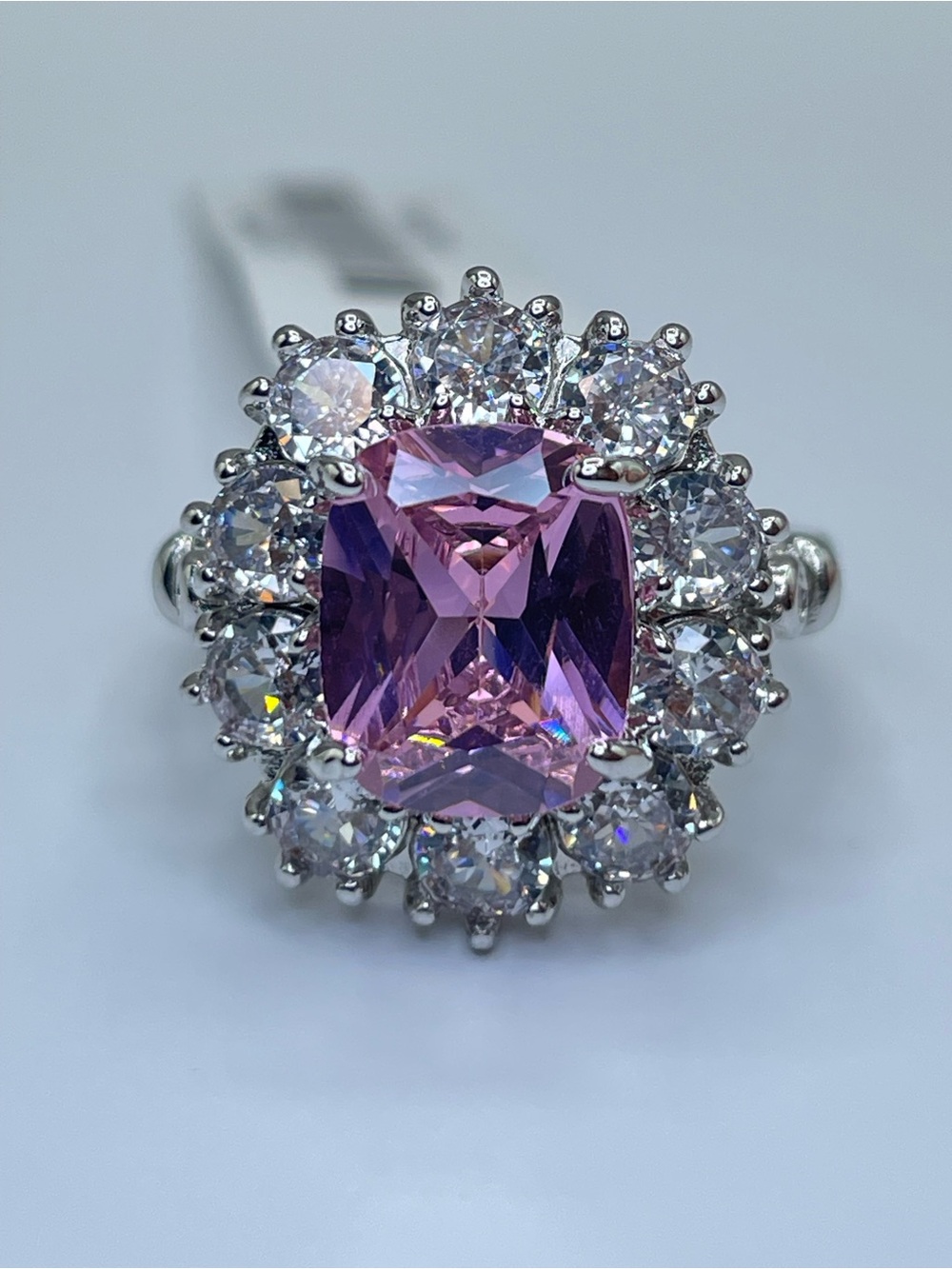 Swarovski Crystal Elements Pink White Halo Statement Ring Glam Sz 6